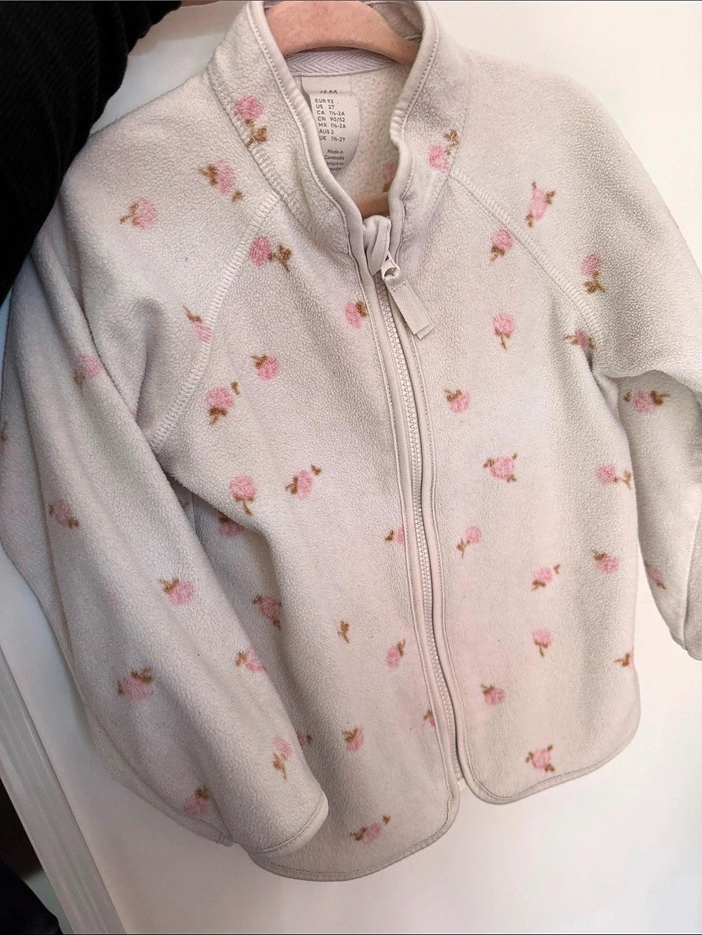 H&M Floral Fleece Jacket in Pink & White Size 2T